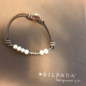 Silpada Freshwater Pearl and Leather Bracelet